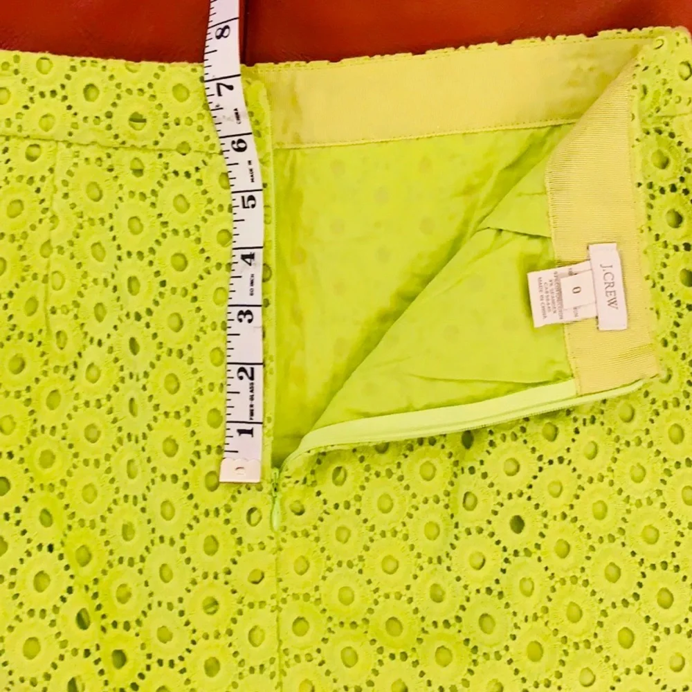 J. Crew Neon Lime Eyelet Pencil Skirt